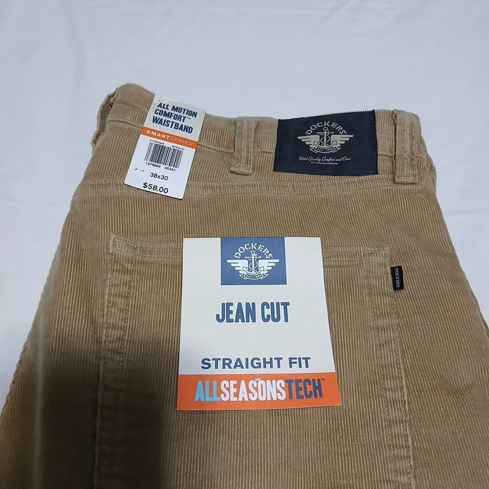 Dockers Mens Jean Cut Straight Fit All Seasons Tech Corduroy Pants 38x30‎